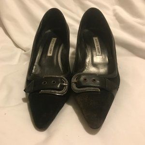 Manolo Blahnik Black Kitten Heel Pumps